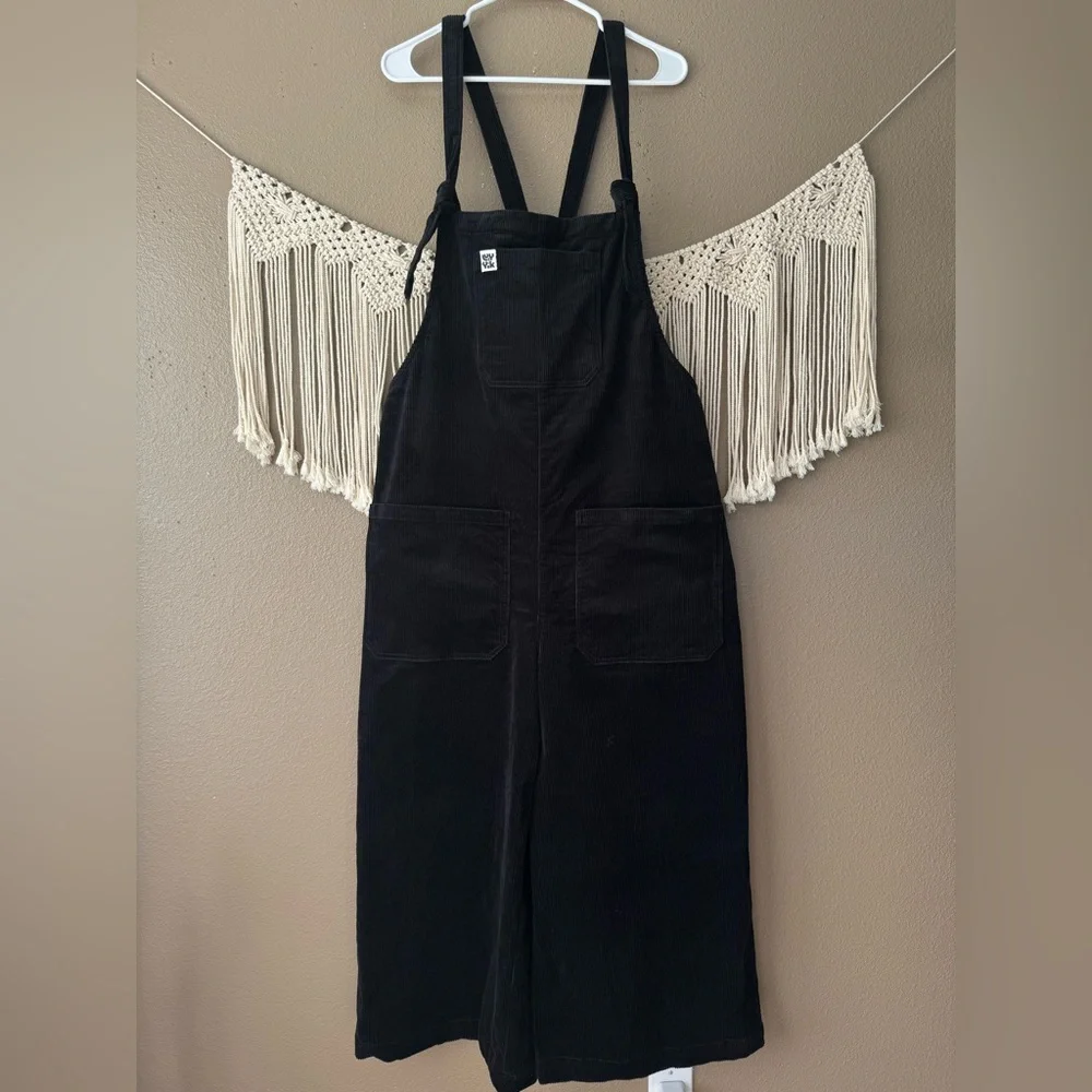 Lucy & Yak Jenny Dungaree overalls jumpsuit ORGANIC CORDUROY Black NWT Size 16R - Picture 2 of 12
